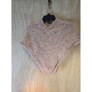 Poncho Women's One Size Gray Pink Cape Shawl Acrylic